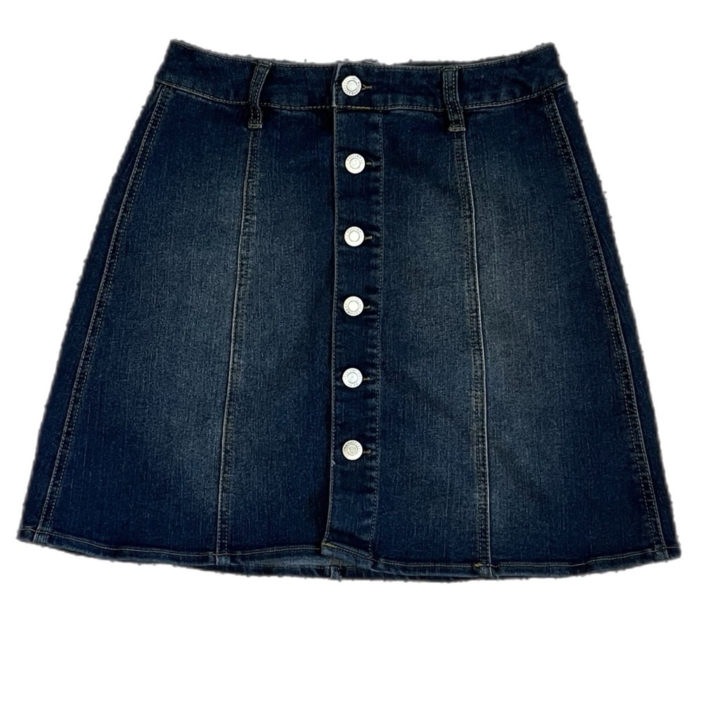 Mossimo Button-up Denim Jean Skirt Dark Wash Size 4